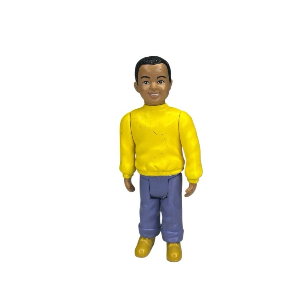 Childcraft Dollhouse Family Figure Boy‎ Child AA Vintage Yellow Shirt Jeans